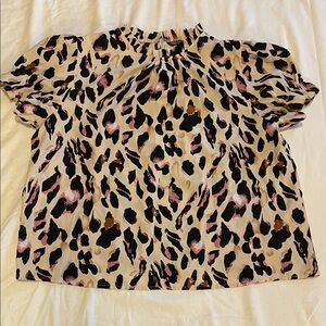 SHEIN Leopard Print Blouse in Black, Pink, and Brown